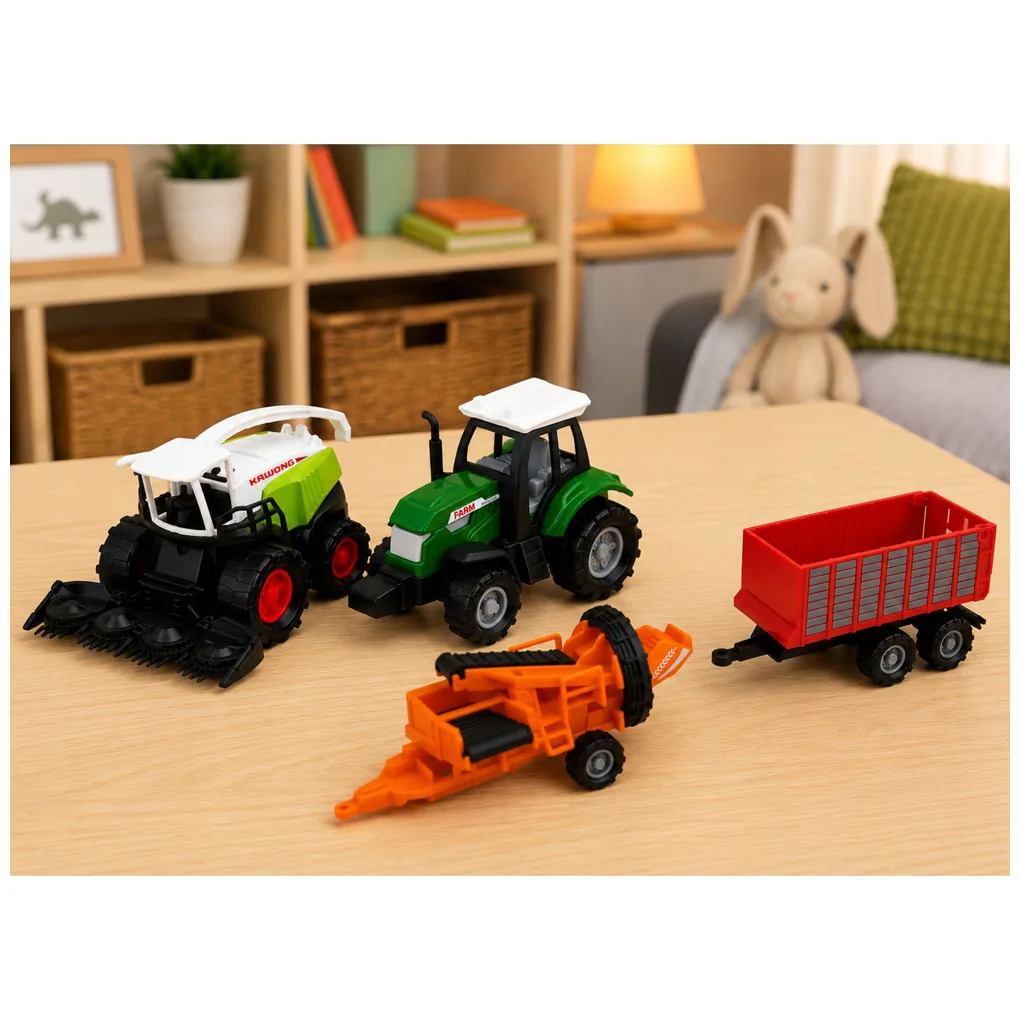 Zestaw Pojazdów Rolniczych Traktor Sieczkarnia Przyczepa Prasa 1:68 4 szt. - obrazek 6