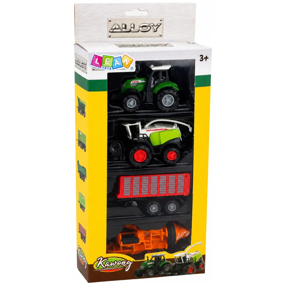 Zestaw Pojazdów Rolniczych Traktor Sieczkarnia Przyczepa Prasa 1:68 4 szt. - obrazek 7