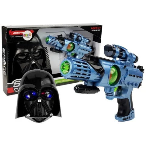 Zestaw Pistolet Laserowy Maska Wojownika Kosmosu Światła Dźwięki