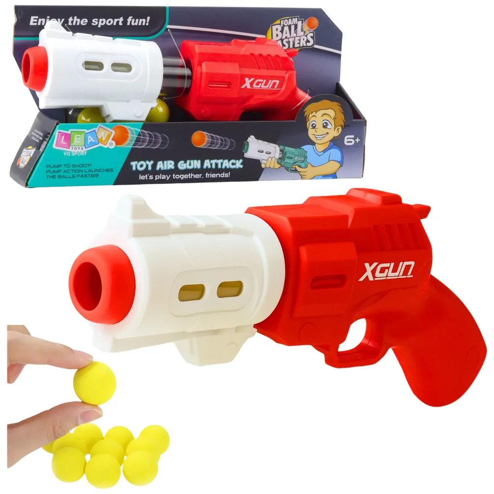 Pistolet Broń Na Miękkie Kulki Piankowe XGUN Czerwony 6 szt.