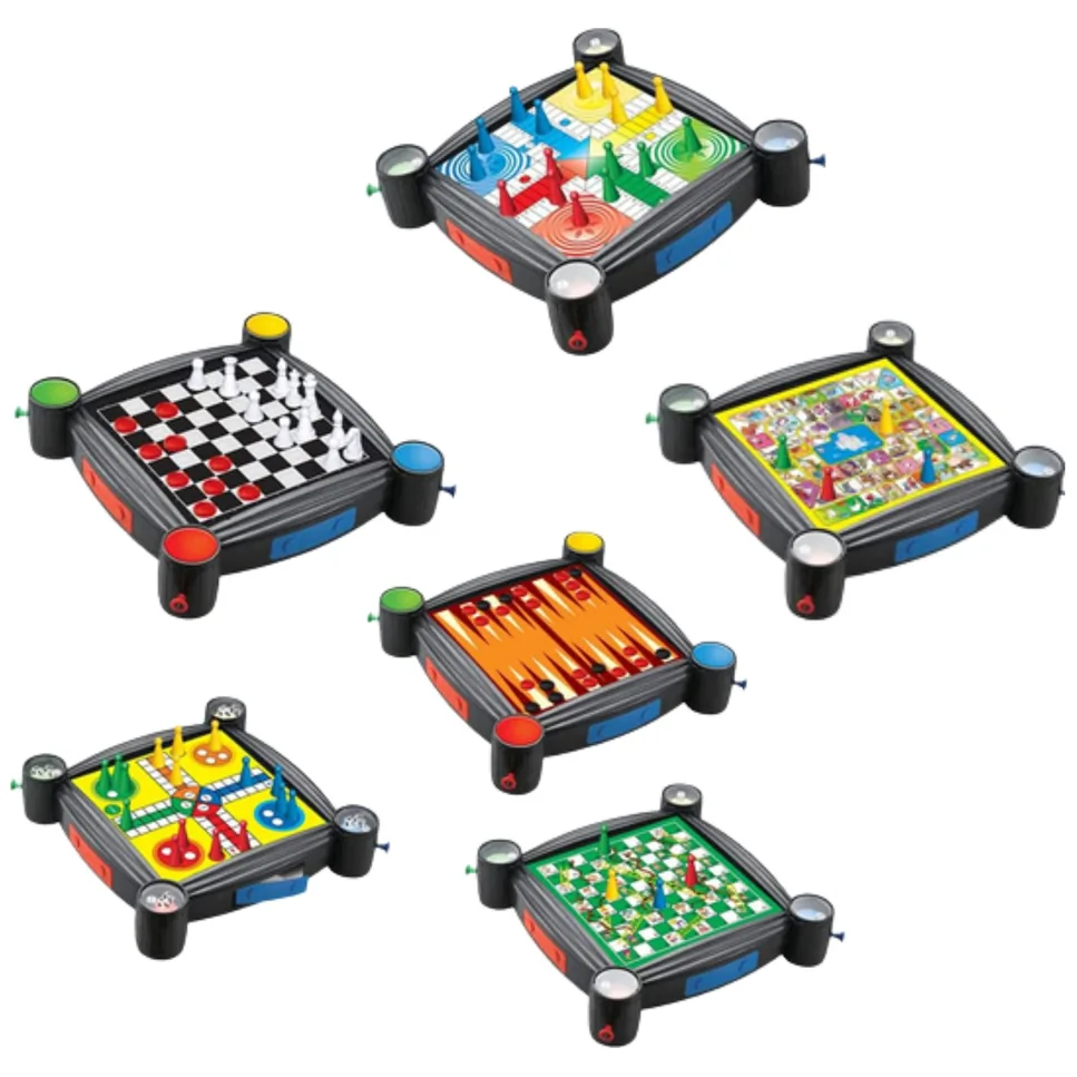 Zestaw Gier Planszowych 7w1 Warcaby Chińczyk Węże i Drabiny Tryktrak Ludo - obrazek 3