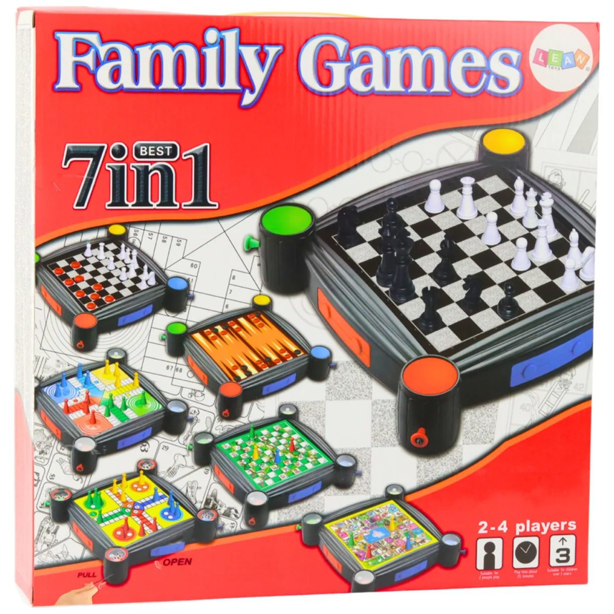 Zestaw Gier Planszowych 7w1 Warcaby Chińczyk Węże i Drabiny Tryktrak Ludo - obrazek 4