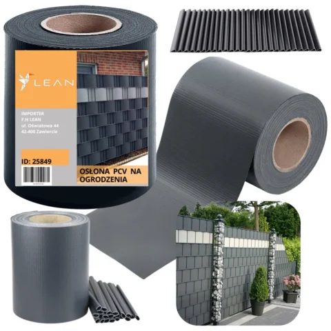 Taśma Ogrodzeniowa Ochrona UV 20 Klipsów Szara 450 g/m² 19x35m
