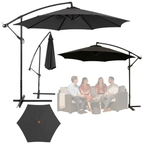 Parasol Ogrodowy Boczny Z Regulacją Pochyłu  350 x 250cm Antracyt