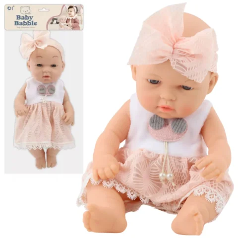 Lalka Bobas W Różowej Sukience Opaska Ruchome Rączki Nóżki 30cm