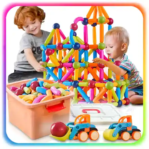 KLOCKI MAGNETYCZNE Konstrukcyjne 128el Patyczki Sticks Edukacyjne + Kuferek EAN (GTIN): 5906601621000