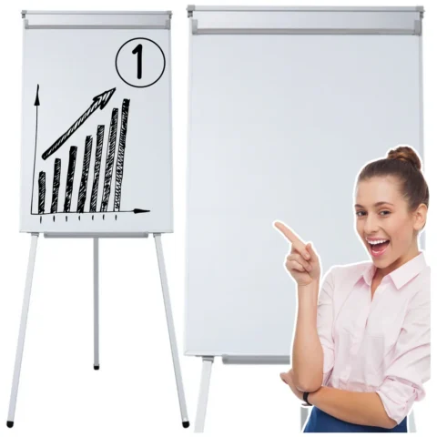 Tablica Magnetyczna Wielofunkcyjna Flipchart Na Trójnogu Biała 70x100cm