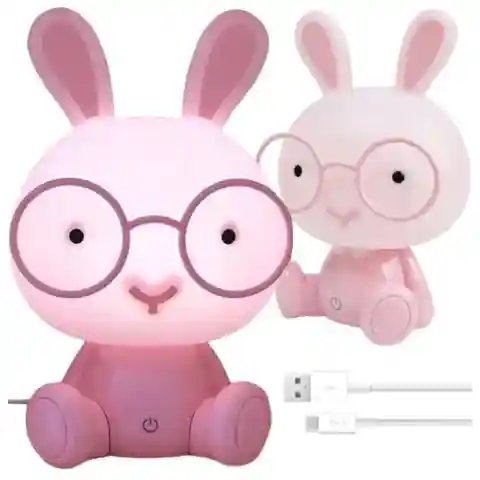 LAMPKA NOCNA DLA DZIECI KRÓLIK LAMPA BIURKOWA USB NA BIURKO PREZENT RÓŻ