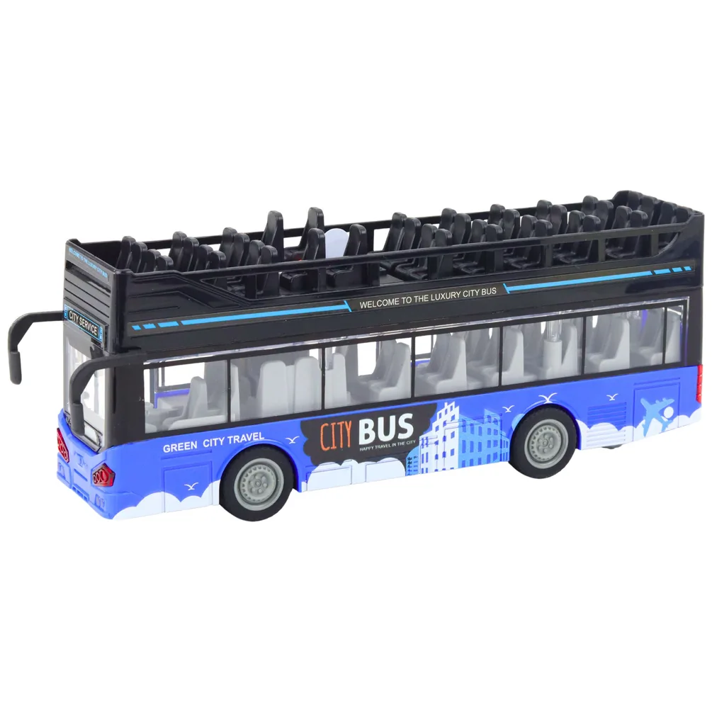Autobus Miejski Piętrowy 1:16 Napęd Światła Dźwięki Niebieski - obrazek 2