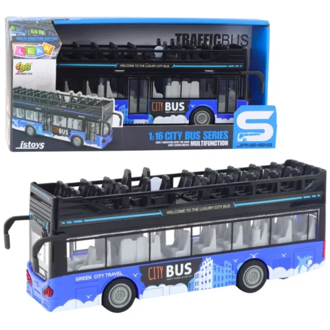 Autobus Miejski Piętrowy 1:16 Napęd Światła Dźwięki Niebieski