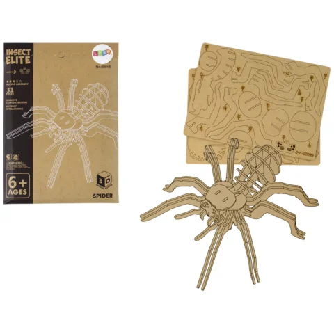 Drewniane Puzzle Przestrzenne 3D Pająk Składanka Edukacyjna 31 Elementów