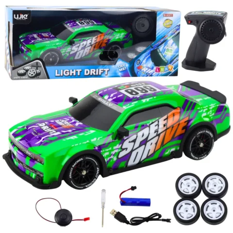 Auto Sportowe Zdalnie Sterowane RC Podświetlana Karoseria Drift Zielone