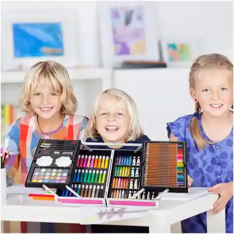 ZESTAW ARTYSTYCZNY DO RYSOWANIA MALOWANIA FARBY DLA DZIECKA WALIZKA 145 EL. EAN (GTIN): 5904347198053