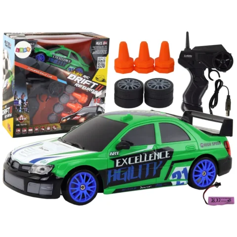Autko Sportowe Zdalnie Sterowane R/C 1:24 Zielone Wymienne Koła