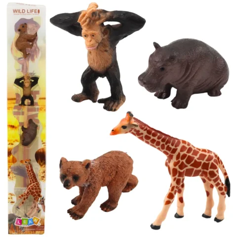 Zestaw Mini Figurki Dzikie Zwierzęta Szympans Żyrafa 6-9cm 4szt